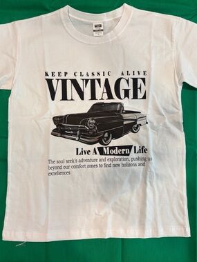 Vintage Car Graphic Tee for Kids - White